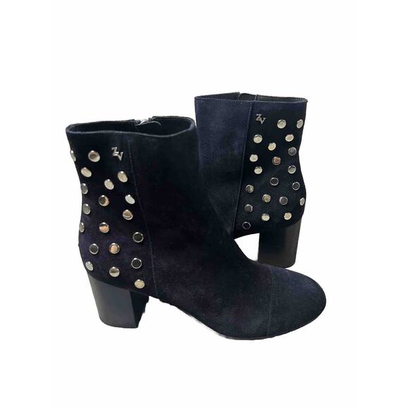 ZADIG & VOLTAIRE Lena Booties Studded Ankle Boot Ink Blue 8.5 Vtg Inspired - Picture 1 of 12